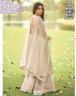 Premium Festive Net Suit Set With Heavy Beads Embroidery