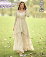 Premium Festive Net Suit Set With Heavy Beads Embroidery