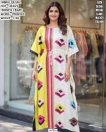 Premium Heavy Franch Crape Kaftan With Printed Work