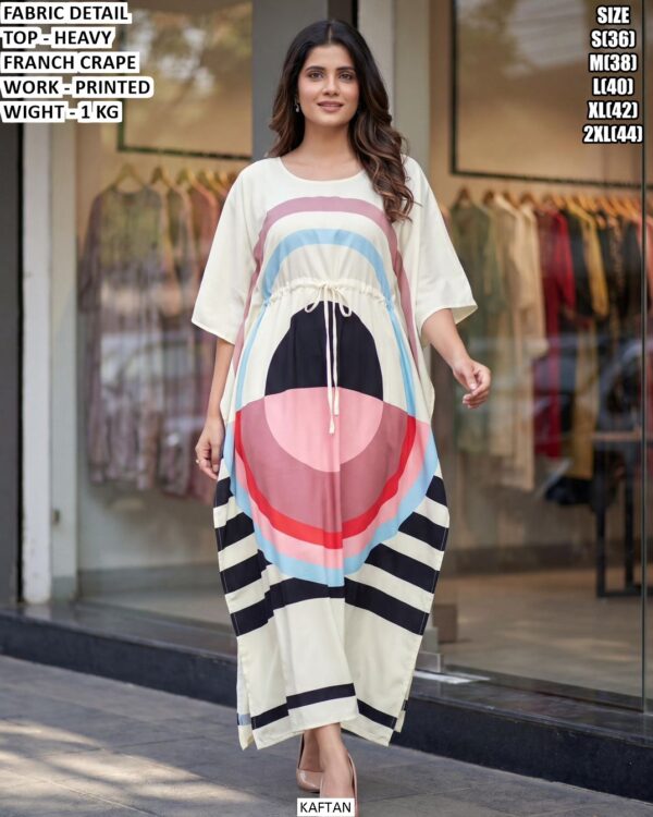 Premium Heavy Franch Crape Kaftan With Printed Work