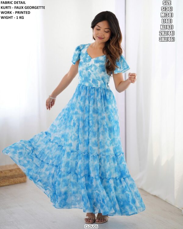 Elegant Printed Party Wear Dress For Women