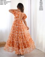 Elegant Printed Party Wear Dress For Women