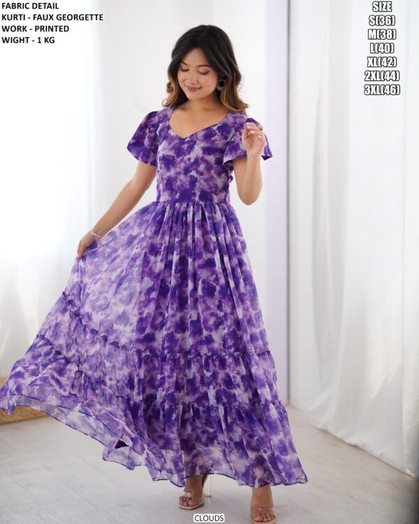 Elegant Printed Party Wear Dress For Women