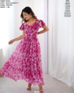 Elegant Printed Party Wear Dress For Women