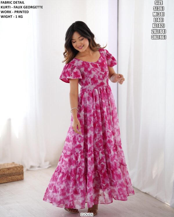 Elegant Printed Party Wear Dress For Women