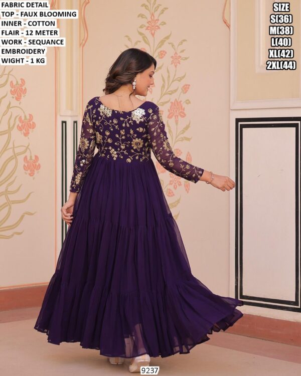 Women's Faux Blooming Gown With Sequance Embroidery Work