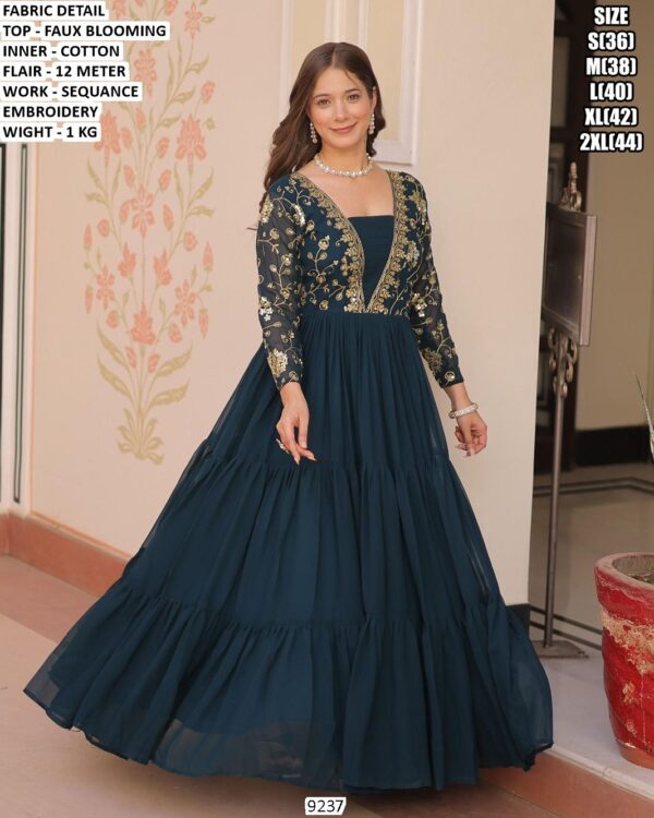 Women's Faux Blooming Gown With Sequance Embroidery Work