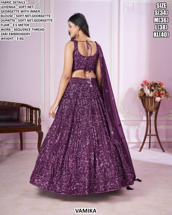 Designer Soft Net Georgette Lehenga Set With Sequence Thread Zari Embroidery