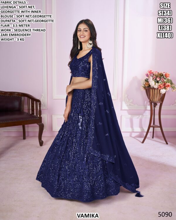 Designer Soft Net Georgette Lehenga Set With Sequence Thread Zari Embroidery