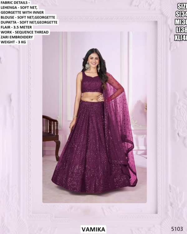Designer Soft Net Georgette Lehenga Set With Sequence Thread Zari Embroidery