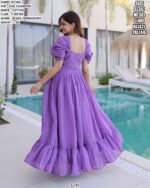 Premium Mal Chanderi Gown With Beads Embroidery Work