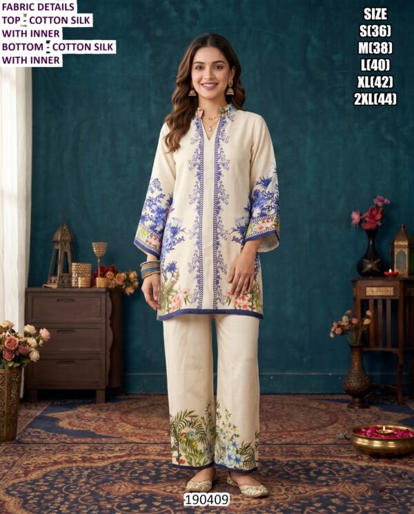 Designer Chinon Silk Kurta Pant Set For Women