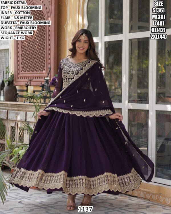 Premium Faux Blooming Gown Set With Embroidery Sequance Work