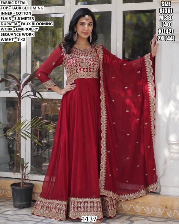 Premium Faux Blooming Gown Set With Embroidery Sequance Work