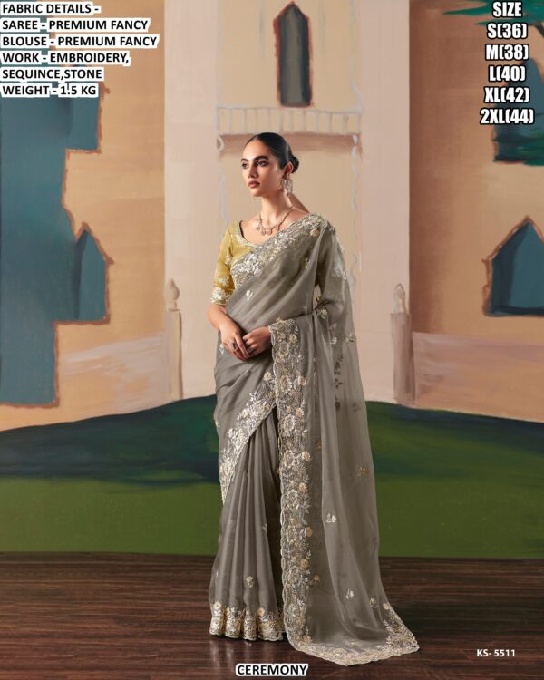 Premium Fancy Embroidered Saree For Festive And Party Wear