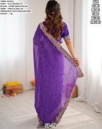 Faux Georgette Saree With Thread And Sequins Embroidery