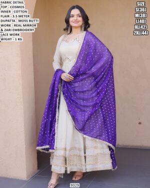 Cosmos Gown Set With Real Mirror And Zari Embroidery Work