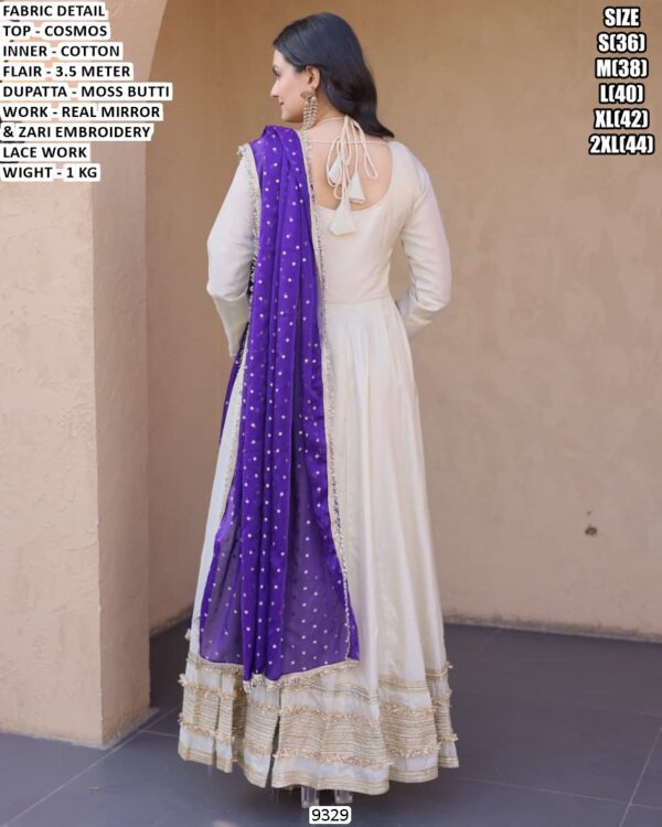 Cosmos Gown Set With Real Mirror And Zari Embroidery Work