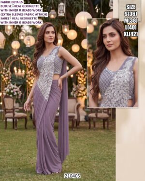 Exclusive Georgette Saree With Stylish Beads Work Blouse