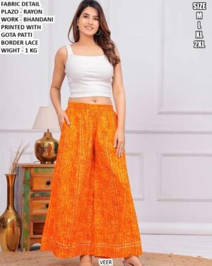 Comfortable Ethnic Plazo With Border Lace Detailing