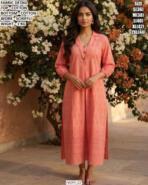 Elegant Women Cotton Outfit With Stylish Schiffli Design