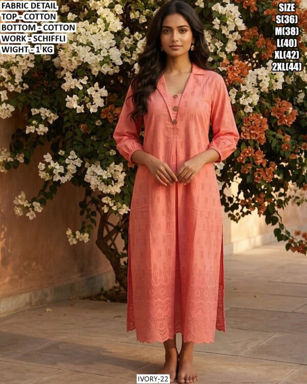 Elegant Women Cotton Outfit With Stylish Schiffli Design