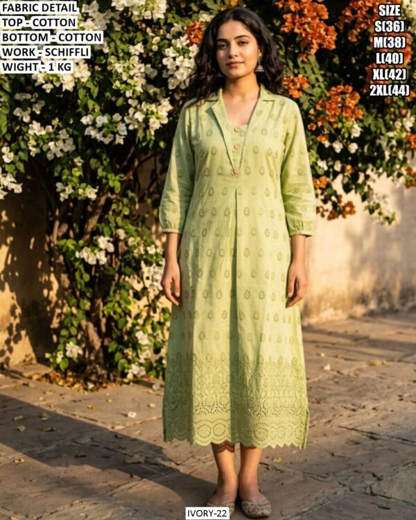 Elegant Women Cotton Outfit With Stylish Schiffli Design