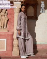 Premium Mul Chanderi Suit Set With Embroidery And Handwork