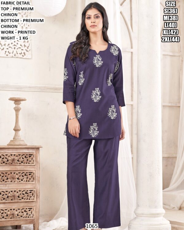 Elegant Printed Chinon Outfit For Daily And Casual Wear