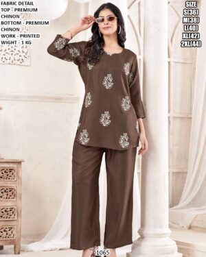 Elegant Printed Chinon Outfit For Daily And Casual Wear