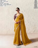 Beautiful Glass Tissue Organza Saree With Sequins Embroidery Work