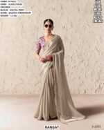 Beautiful Glass Tissue Organza Saree With Sequins Embroidery Work