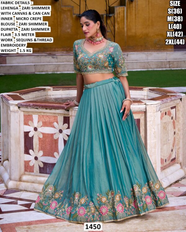 Zari Shimmer Lehenga Set With Sequins And Thread Embroidery Work For Women