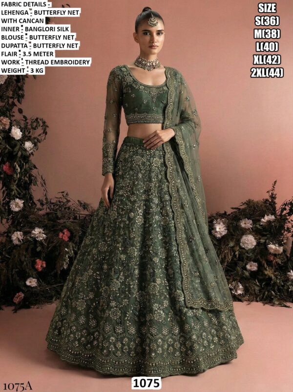 Stylish Butterfly Net Lehenga Set With Thread Embroidery Work