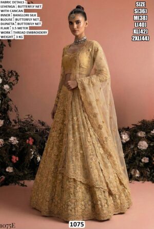 Stylish Butterfly Net Lehenga Set With Thread Embroidery Work