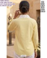 Elegent Pure Linen Cotton Shirt With Pearl Handwork And Crochet Collar