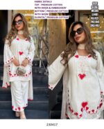 Stylish Cotton Suit Set With Embroidery Work