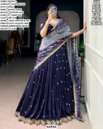 Designer Vichitra Silk Lehenga Set With Ikkat And Foil Printed Work