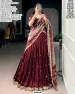 Designer Vichitra Silk Lehenga Set With Ikkat And Foil Printed Work