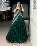 Designer Vichitra Silk Lehenga Set With Ikkat And Foil Printed Work