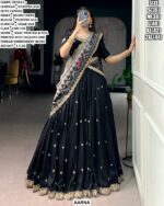 Designer Vichitra Silk Lehenga Set With Ikkat And Foil Printed Work