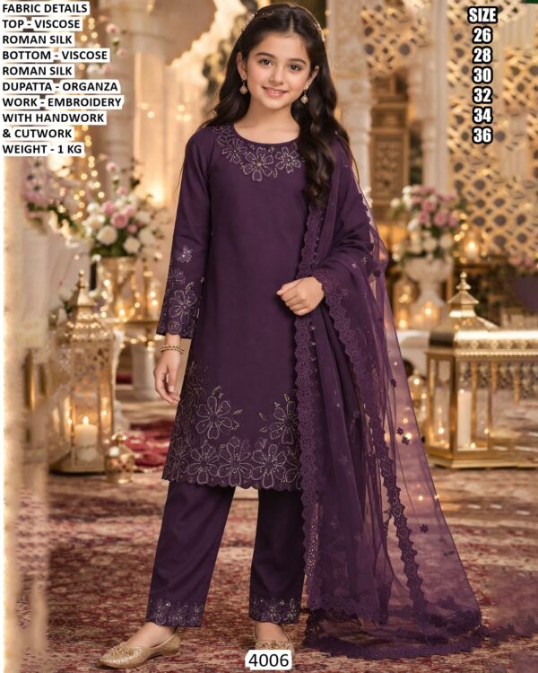 Elegant Kids Ethnic Set In Viscose Roman Silk