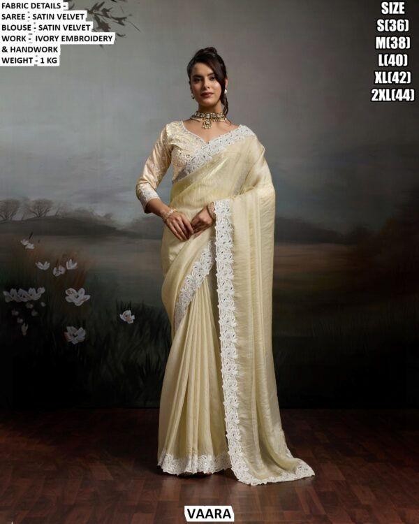 Graceful Satin Velvet Saree For Festive And Wedding Wear