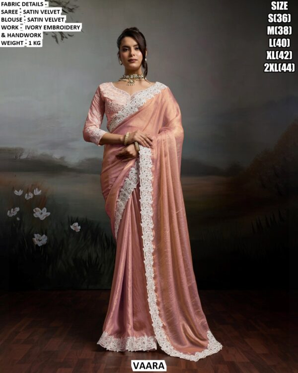 Graceful Satin Velvet Saree For Festive And Wedding Wear