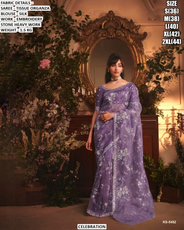 Designer Tissue Organza Saree With Silk Blouse