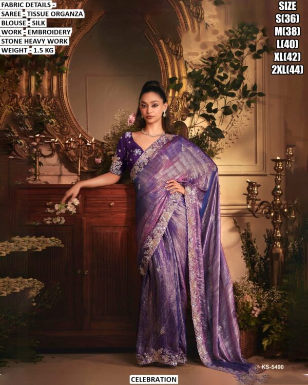 Designer Tissue Organza Saree With Silk Blouse