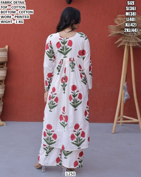 Designer Cotton Kurti Pant Set With Printed Work