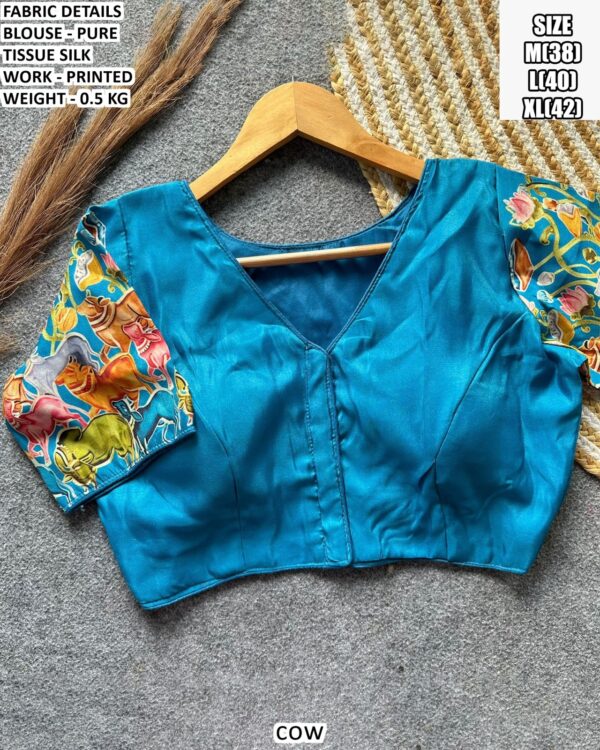 Designer Saree Blouse With Stylish Printed Work
