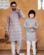 Cotton Kurta Pyjama Set With Crochet And Sequence Work