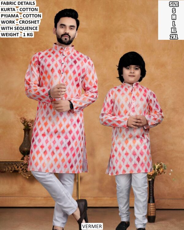 Cotton Kurta Pyjama Set With Crochet And Sequence Work